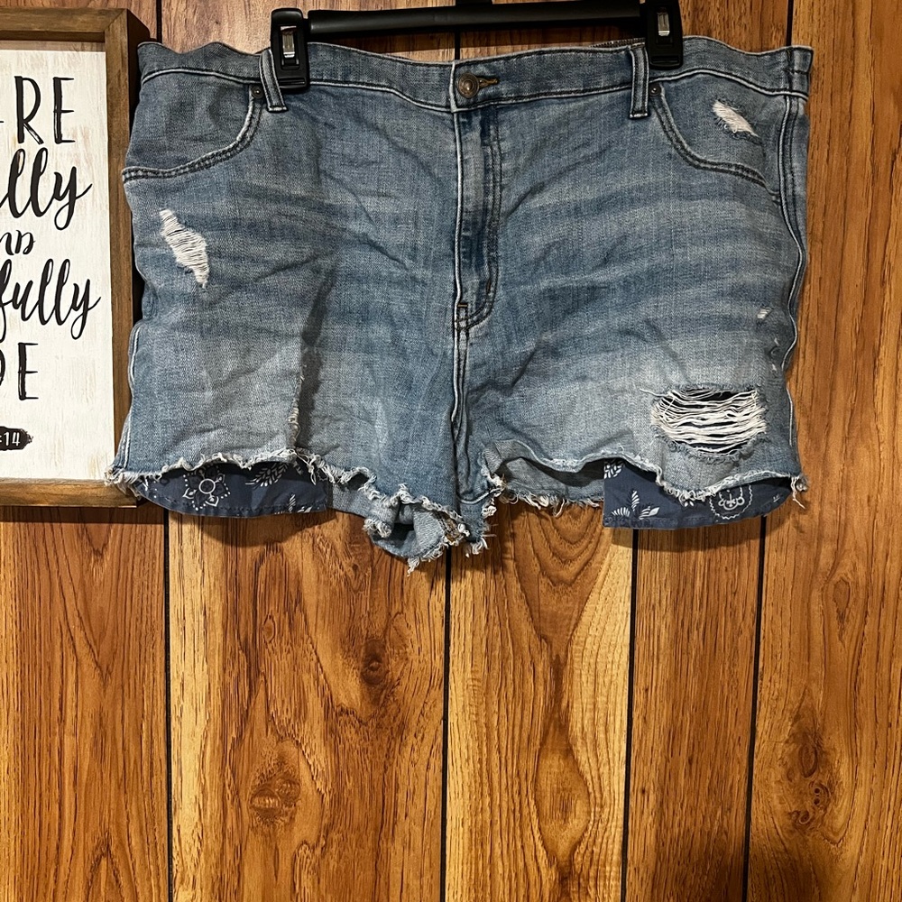 Aerie Light Blue Distressed Jean Shorts